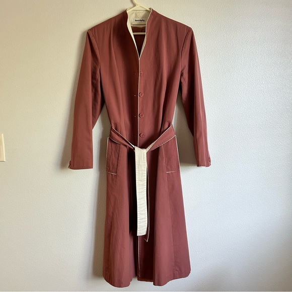 Vintage 60’s-70’s | Rain Shedder | Dusty Rose Midi Length Trench-Coat | Size S - Picture 4 of 10